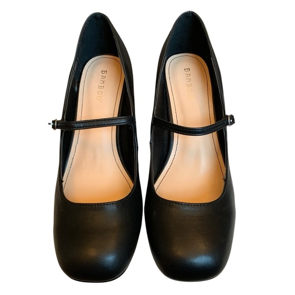 Bamboo Mary Jane Heels Shoes Womens 10 Black Preppy 90’s Goth Witchy Wedding - Picture 2 of 9